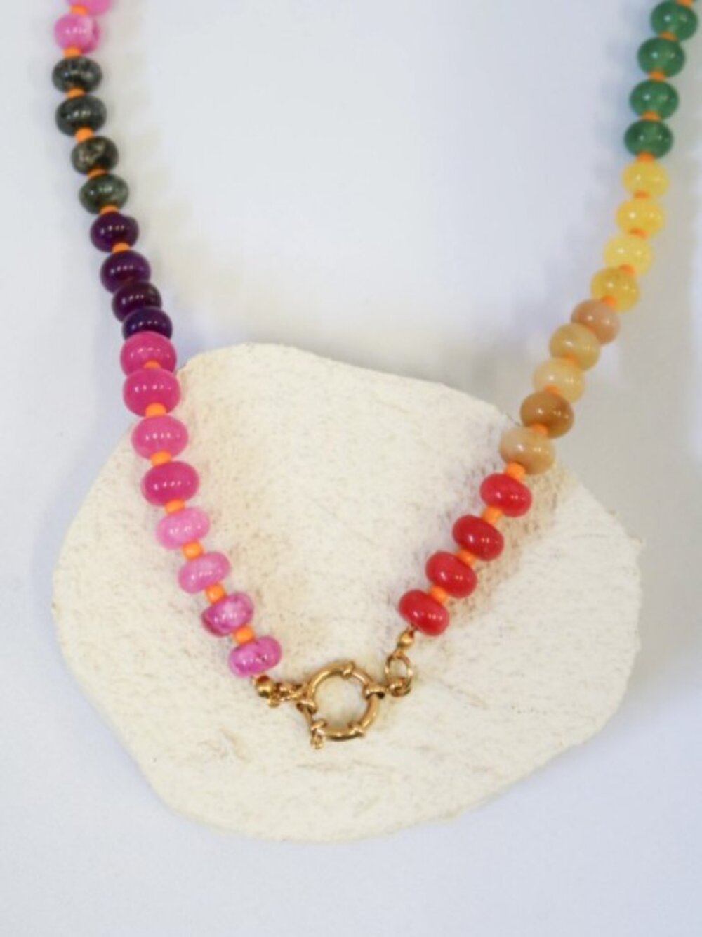 KC Chic Designs Maui Sunset Natural Stone 316L Stainless Steel Necklace